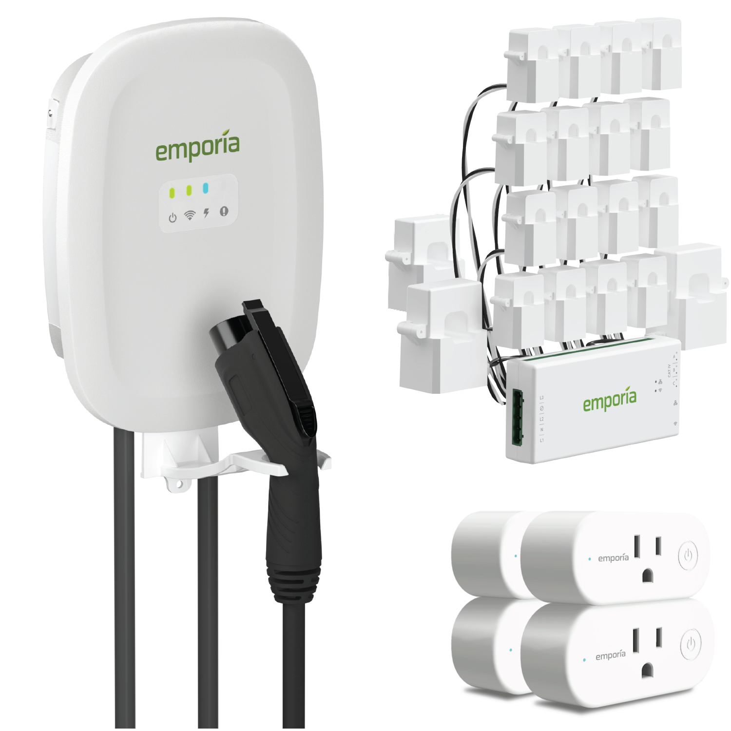 Emporia Level 2 EV Charger with Vue 3 Energy Monitor + Smart Plugs Bundle