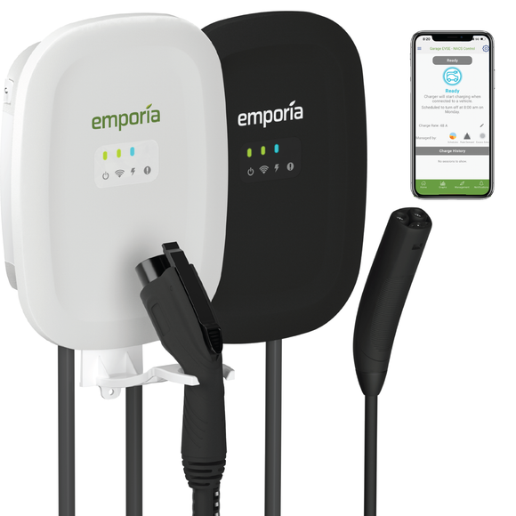 Emporia Level 2 EV Charger | NACS (Tesla) or CCS (J1772) | Energy Star | UL Listed | 48 Amp | 24' Cable