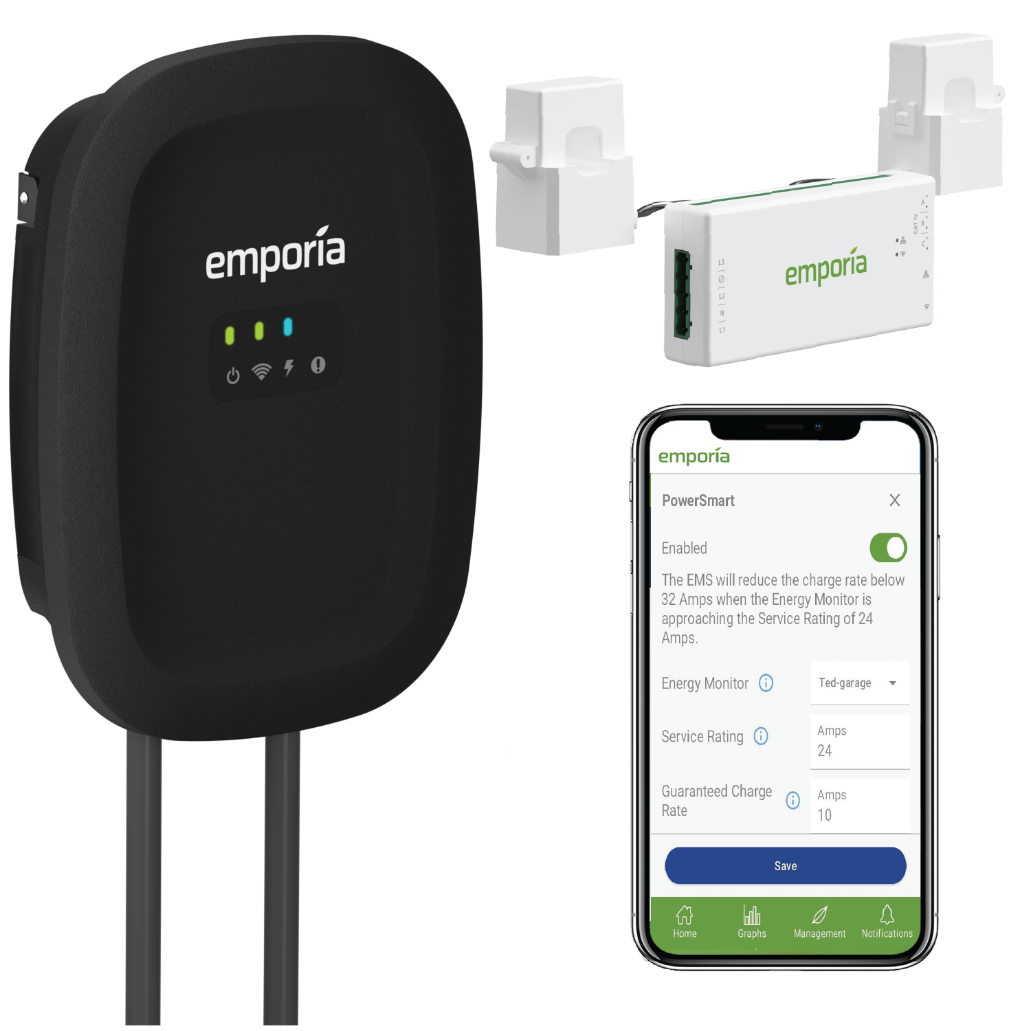 Emporia Level 2 EV Charger with PowerSmart Load Management