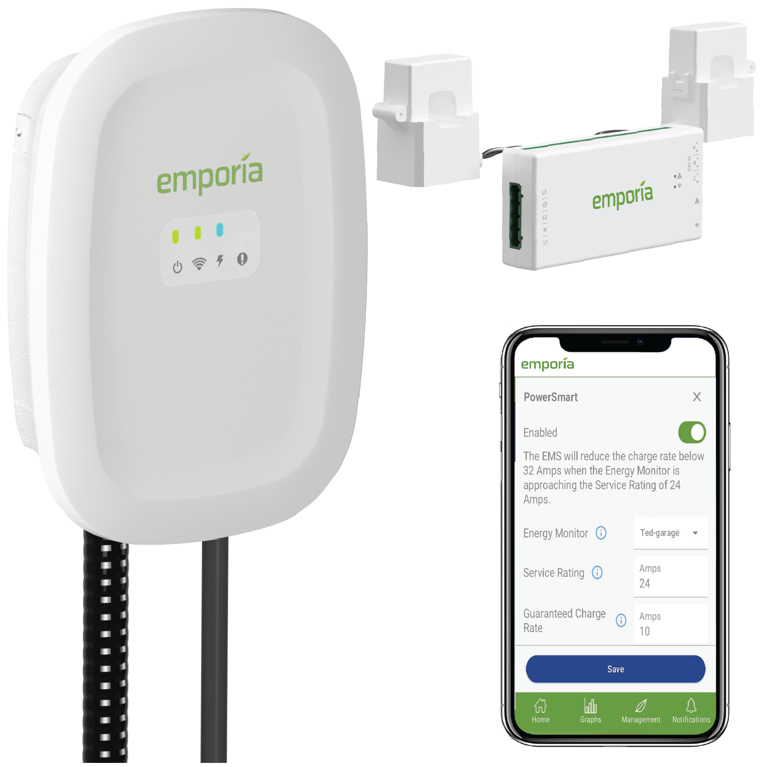 Emporia Level 2 EV Charger with PowerSmart Load Management