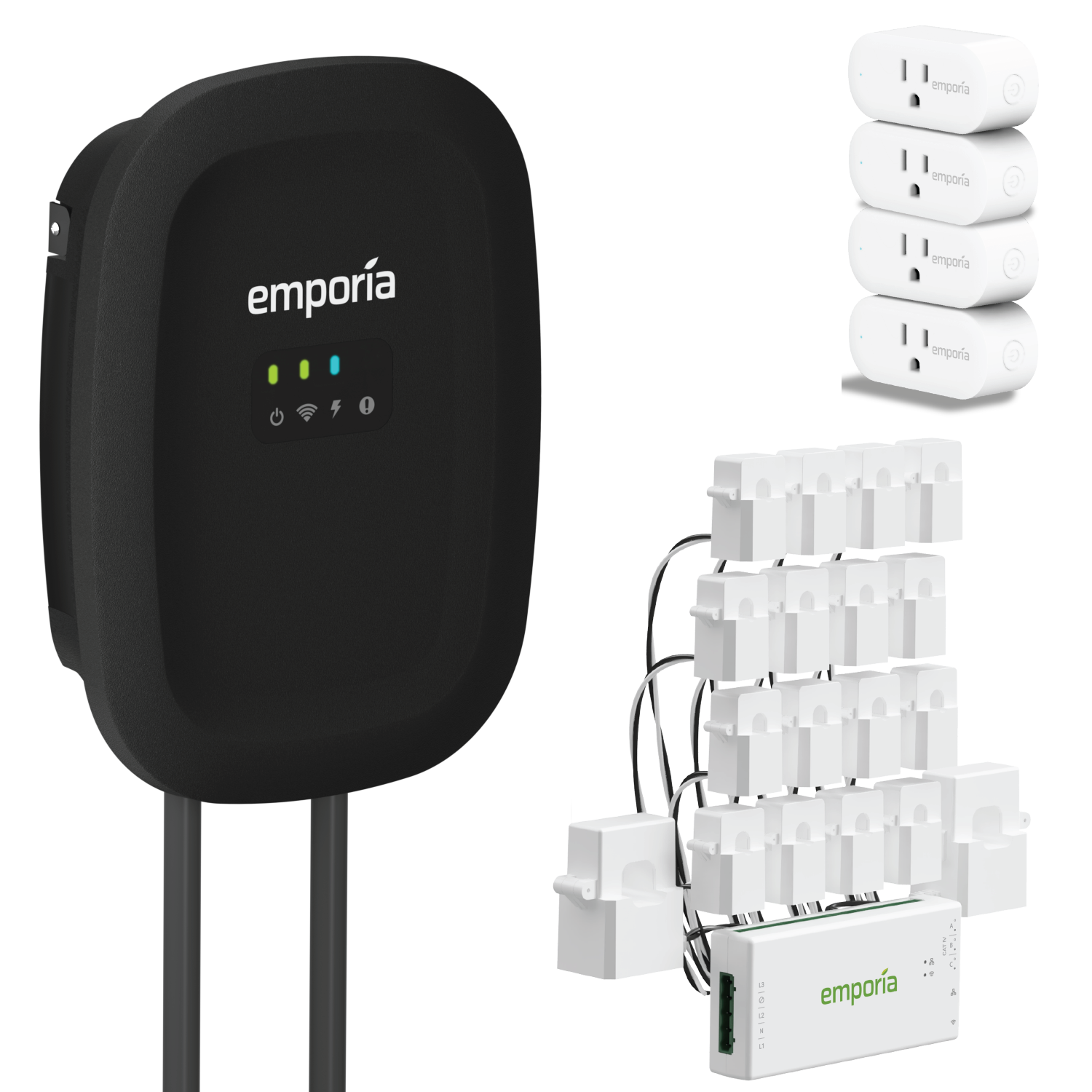 Emporia Level 2 EV Charger with Vue 3 Energy Monitor + Smart Plugs Bundle