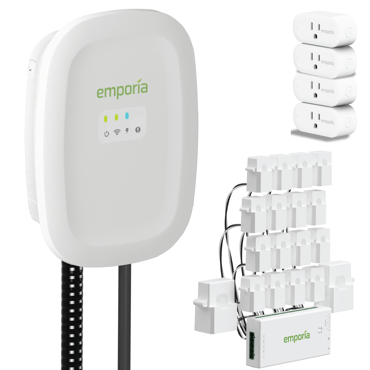 Emporia Level 2 EV Charger with Vue 3 Energy Monitor + Smart Plugs Bundle