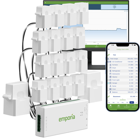 Emporia Vue 3 Energy Management Hub & Monitor with 16 Sensors