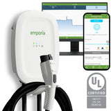 Emporia EV Charger White | Energy Star | UL Listed | 48 Amp | 24' Cable | 22" NEMA 14-50